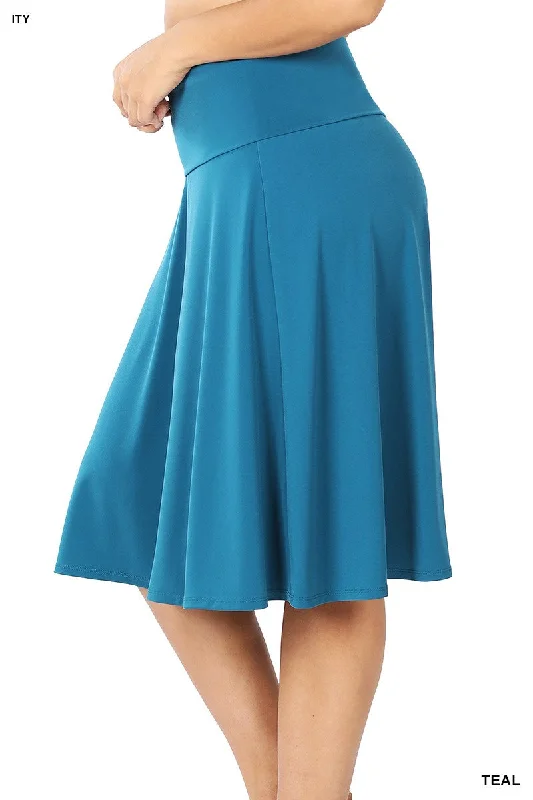 Plus Size Fold Over A-line Skirt in Teal Formal Plus Gown