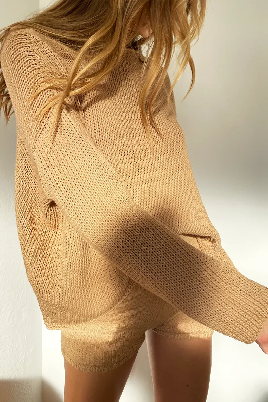 KNIT SWEATER TAN Sweater Dress Outfit