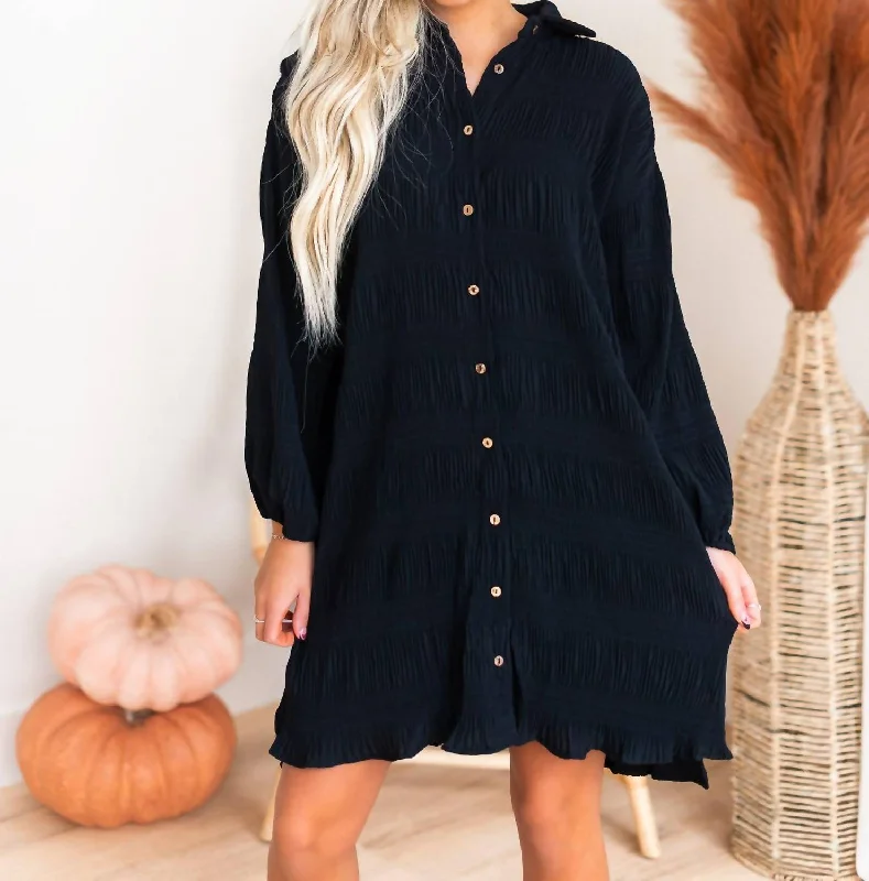 No Limits Shirt Dress In Black Striped Shirt Dress