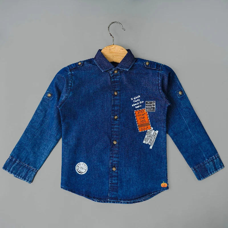 Dark Blue Denim Shirt for Boys Midi Shirt Dress