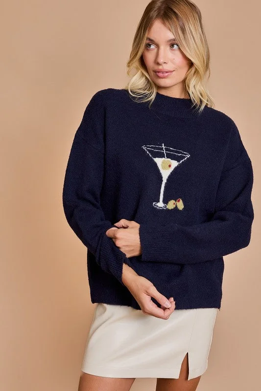 Martini Glass Sweater Loose Knit Sweater