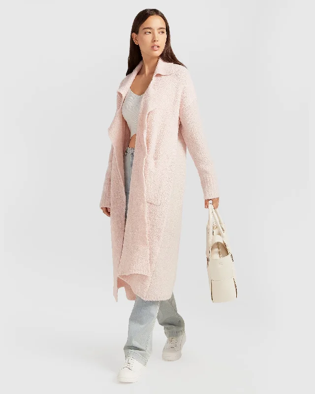 Born To Run Sustainable Sweater Coat | Women | Pale Pink Slim Fit Sweater Dress