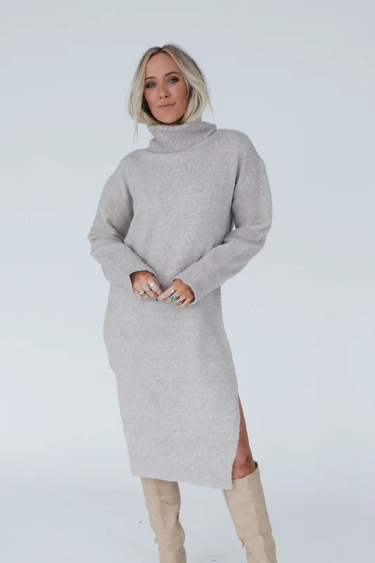 Rustic Grace Sweater Dress - Oatmeal Sweater Dress Twist