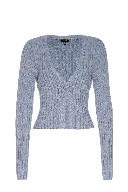 Minton Cardigan Sweater | Marled Icy Blue Wool Sweater Dress