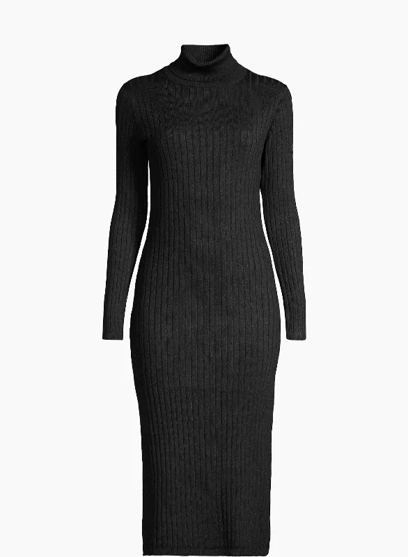 Metallic Cotton-Blend Turtleneck Sweaterdress Trendy Sweater Dress