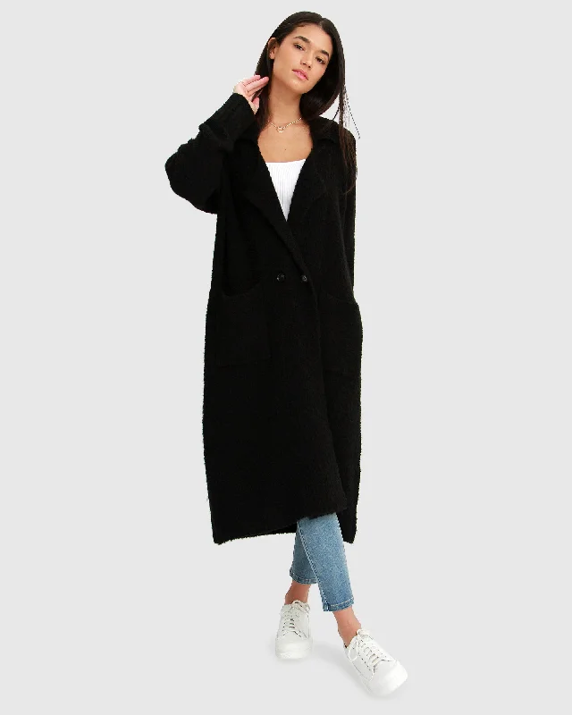 Born To Run Sustainable Sweater Coat | Women | Black Layered Sweater Dress