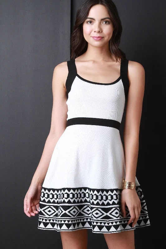 Colorblock Tribal Hem Sleeveless Sweater Dress Holiday Sweater Dress