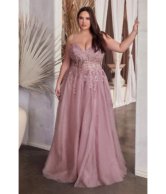 Cinderella Divine Plus Size Dusty Mauve A Line Lace & Tulle Bridesmaid Gown Plus Size Embellished Cinderella Divine Plus Size Dusty Mauve A Line Lace & Tulle Bridesmaid Gown Plus Size Embellished