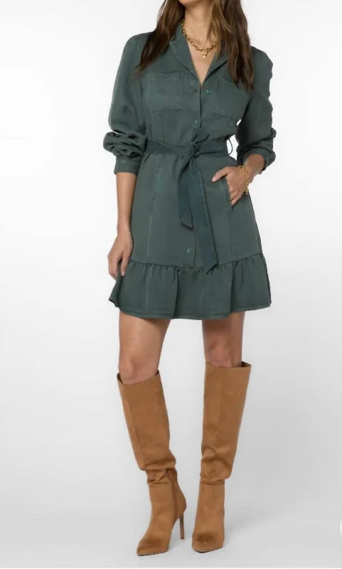 Bethenny Shirtdress In Green Classic Button Shirt