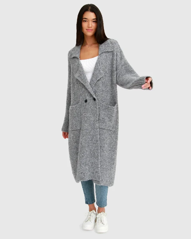 Born To Run Sustainable Sweater Coat | Women | Grey Bodycon Sweater Dress