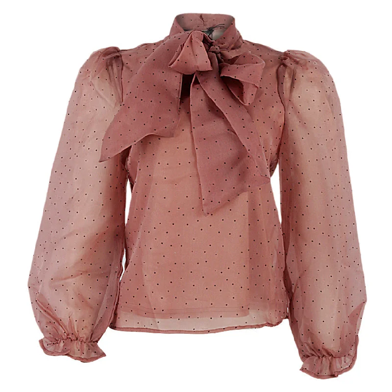 REDTAG Pale Pink Organza Blouse Basic Hoodie Sweatshirt