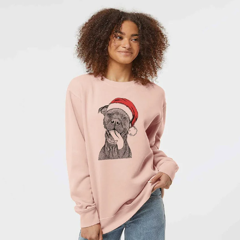 Santa Mikey the Boxador - Unisex Pigment Dyed Crew Sweatshirt
