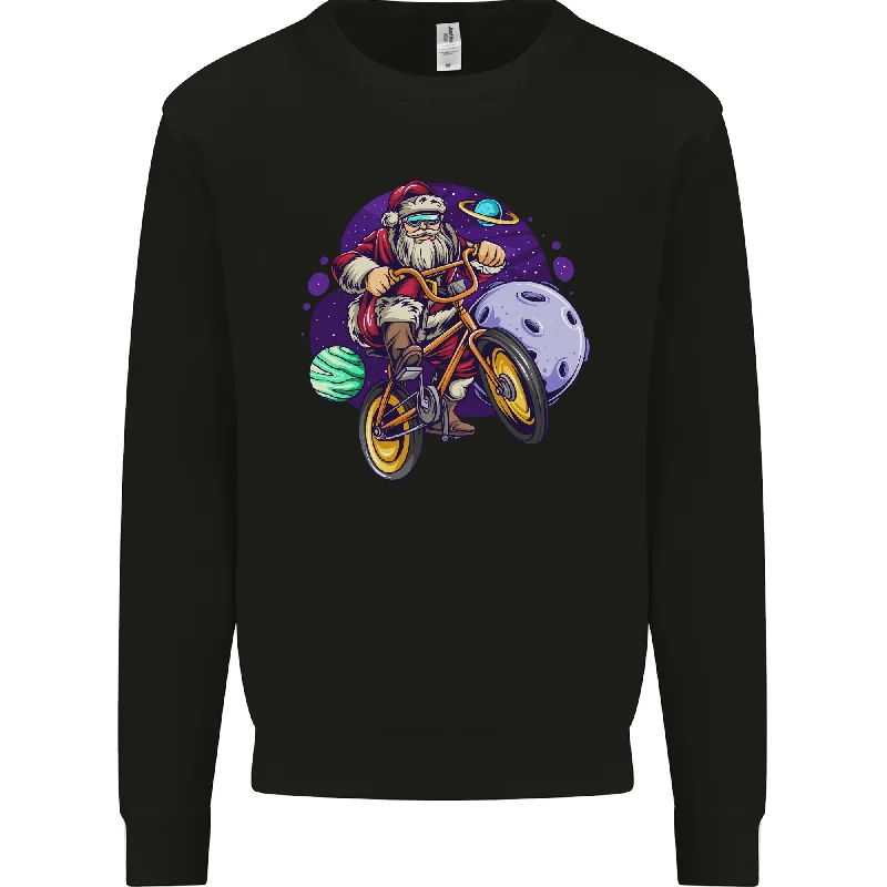 BMX Santa in Space Christmas Cycling Xmas Bike Mens Sweatshirt Jumper
