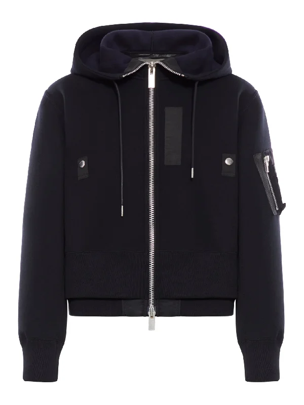 HOODIE WITH NYLON INSERTS Printed Hooded Sweatshirts