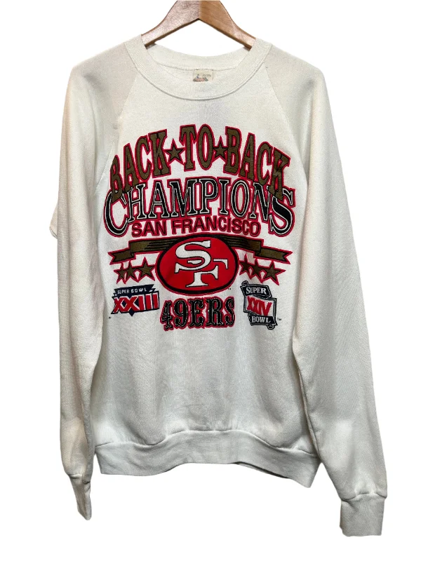 49ers Mens White Sweatshirt (Size L) Pullover Hoodie Sweatshirt