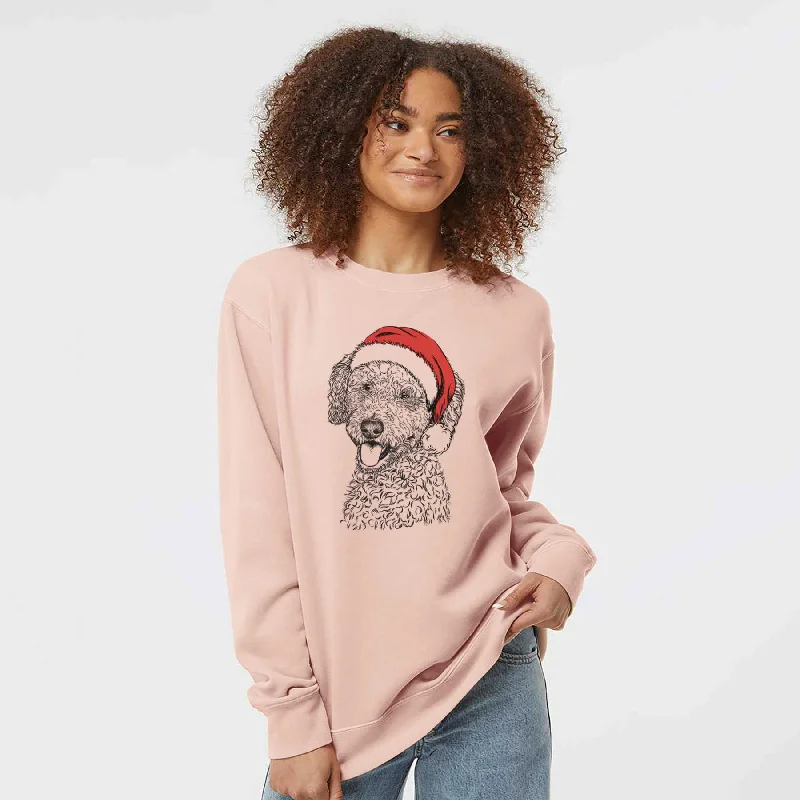 Santa Marlow the Goldendoodle - Unisex Pigment Dyed Crew Sweatshirt
