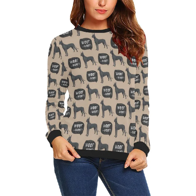 Great Dane Pattern Print Women Crewneck Sweatshirt Mohair sweaters