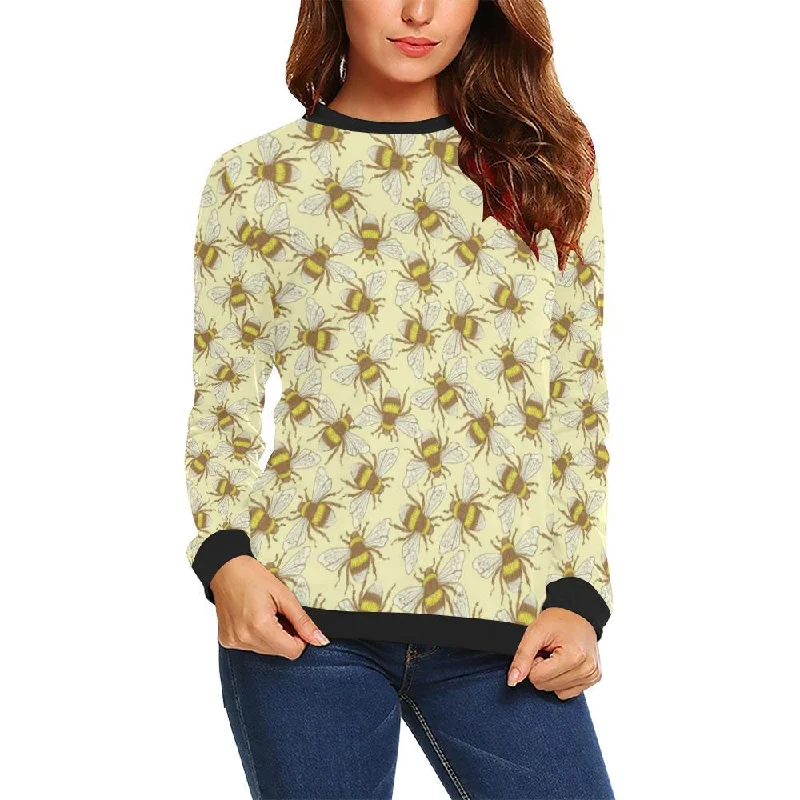 Honey Bee Gifts Pattern Print Women Crewneck Sweatshirt Silk-blend sweaters