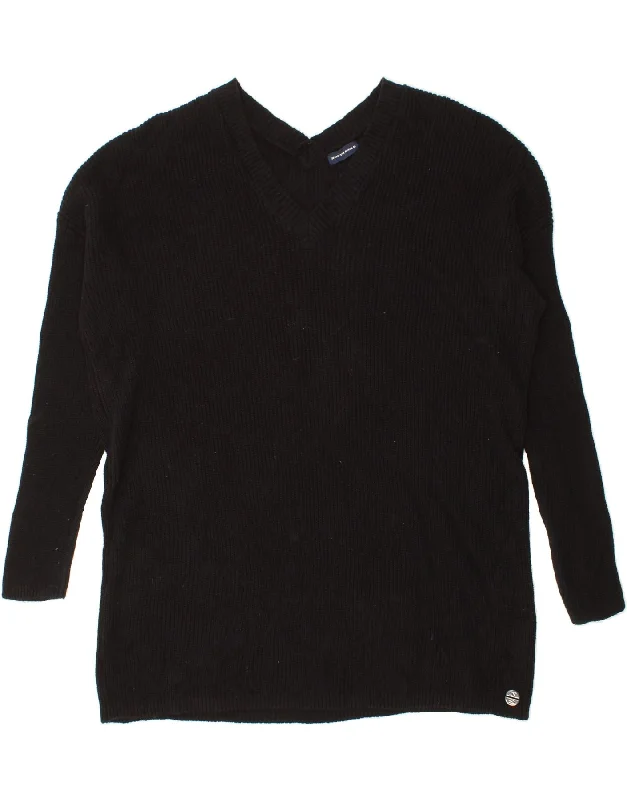 NORTH SAILS Womens Oversized V-Neck Jumper Sweater UK 14 Medium Black Levi's sweaters