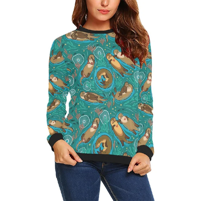 Otter Print Pattern Women Crewneck Sweatshirt Gucci sweaters