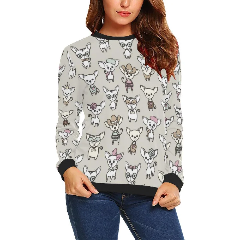 Pattern Print Chihuahua Women Crewneck Sweatshirt Boho-style sweaters