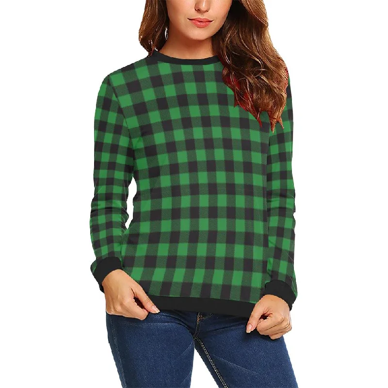 Tartan Scottish Green Plaids Women Crewneck Sweatshirt Best sweaters for casual wear