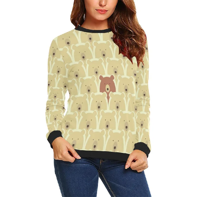 Teddy Bear Pattern Print Women Crewneck Sweatshirt Moisture-wicking sweaters