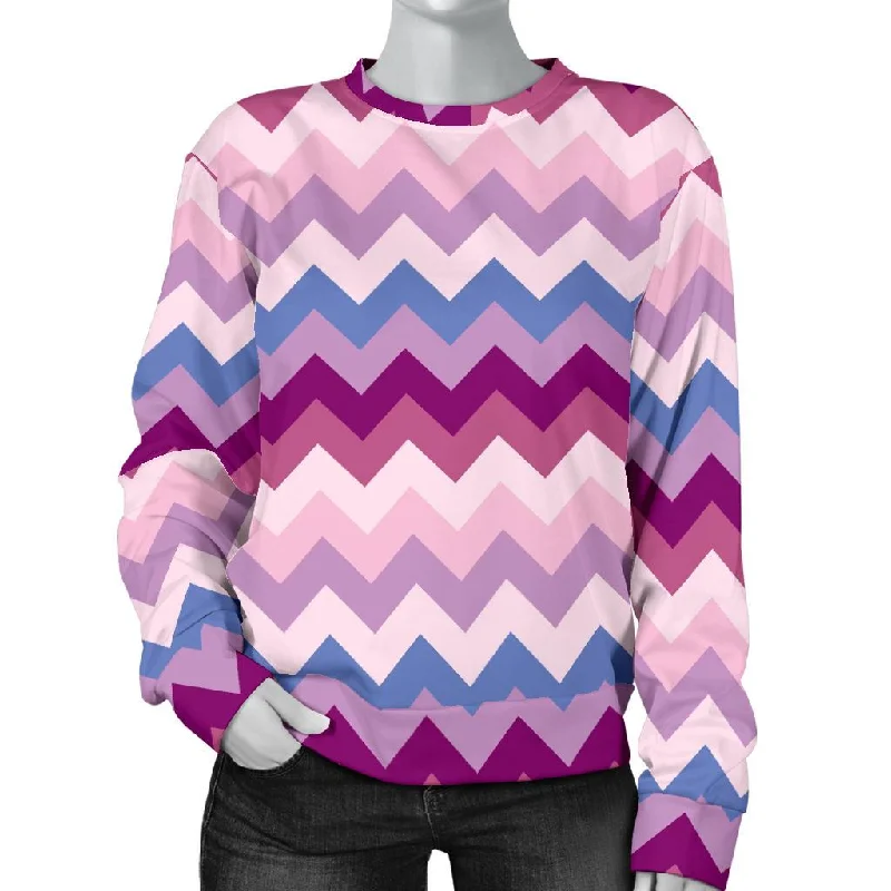 Zig Zag Pattern Print Women's Sweatshirt Stretchable sweaters