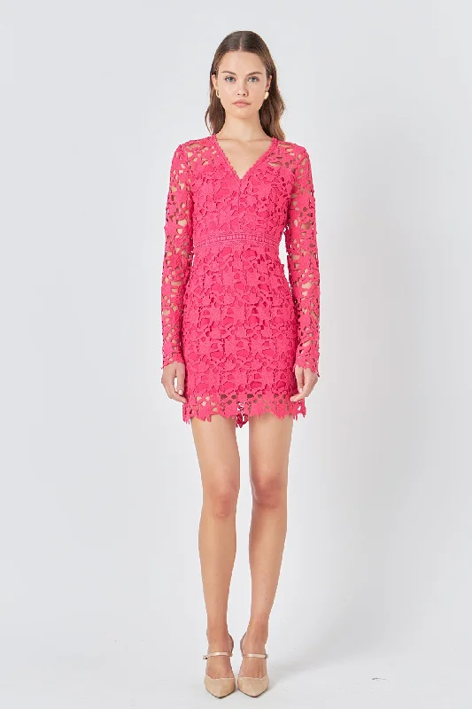 Long Sleeve Lace Mini Dress Summer party mini dresses