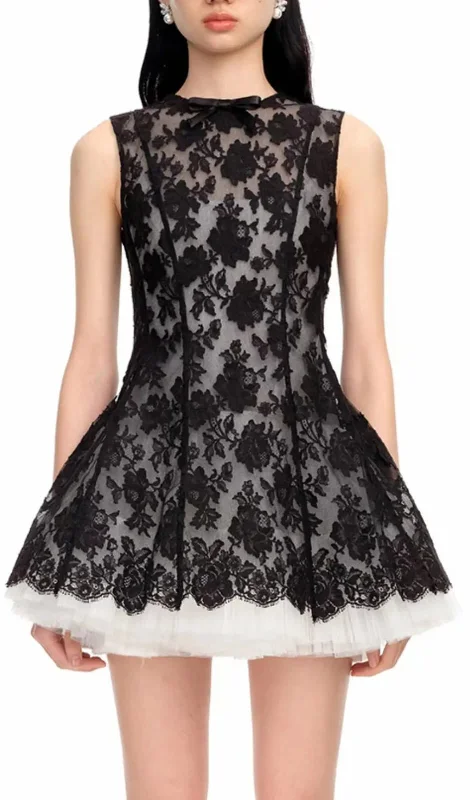 BLACK LACE SLEEVELESS MINI DRESS Comfortable mini dresses for everyday wear