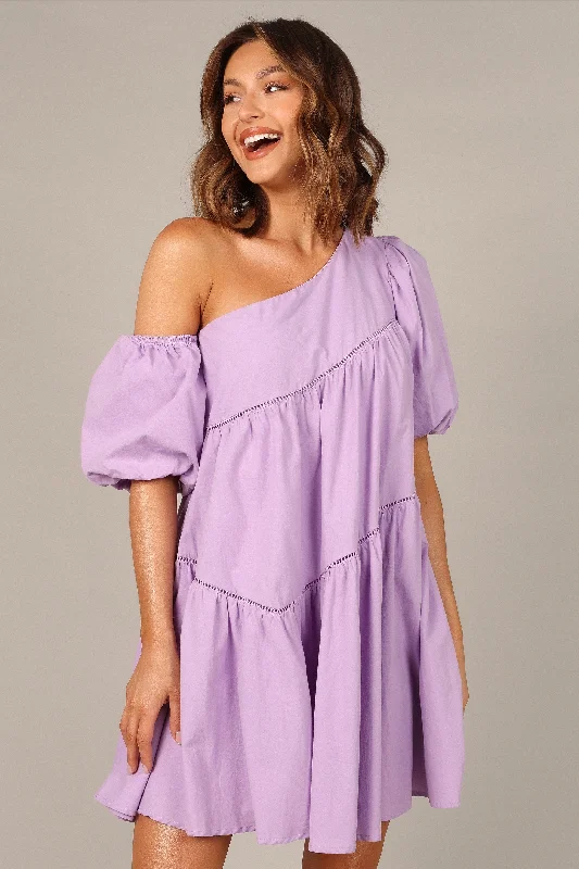 Lottie Off Shoulder Mini Dress - Lilac Party mini dresses