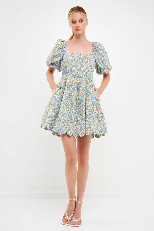 Floral Puff Sleeve Mini Dress Must-have mini dresses for this season