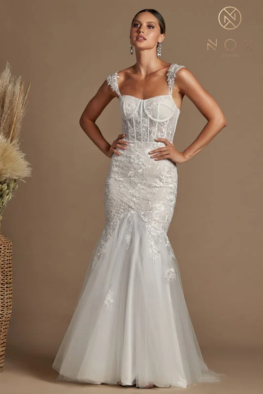 **Nox Anabel Bridal's Enchanting Mermaid Gown: A Bridal Masterpiece** Modern Lace Gown