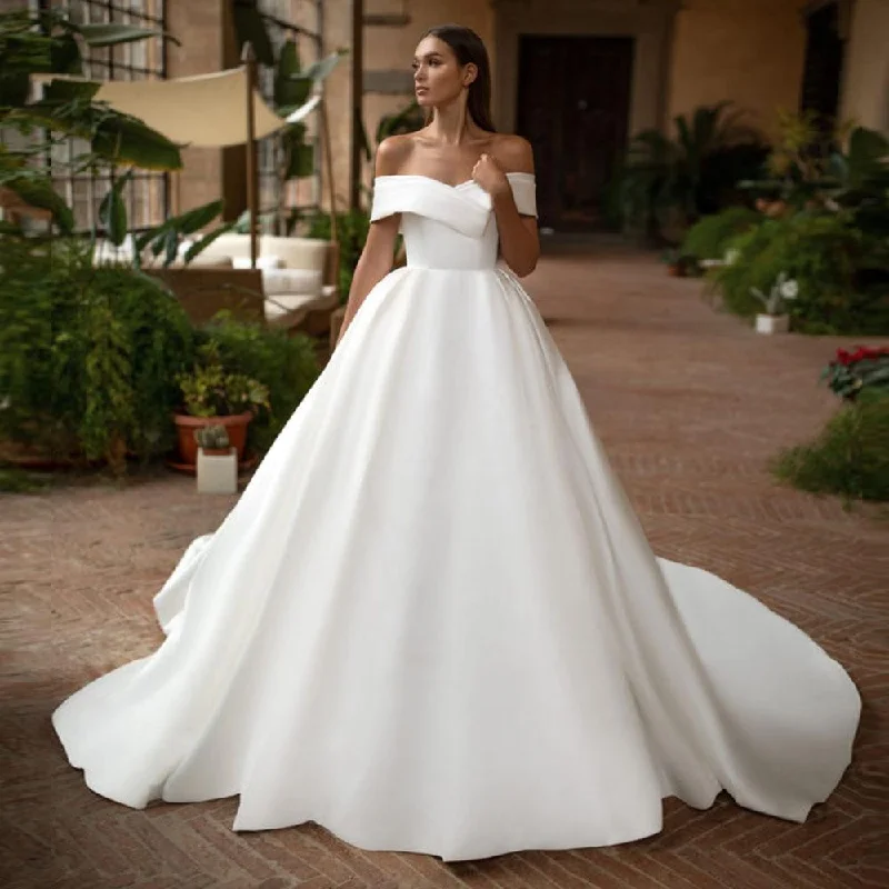 Satin Splendor  Wedding Dress Luxury Lace Gown