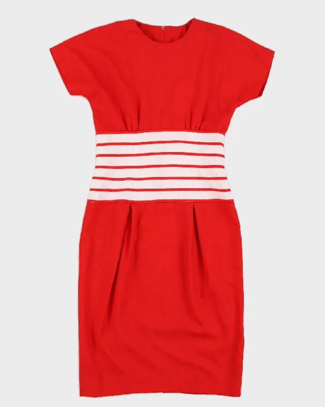 00s Red With A Striped Waist Midi Dress - S Velvet midi dresses