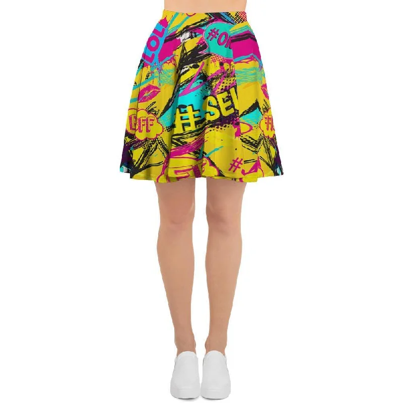 Abstract Comic Bubble Graffiti Print Women's Skirt Everyday wear unclassified skirts