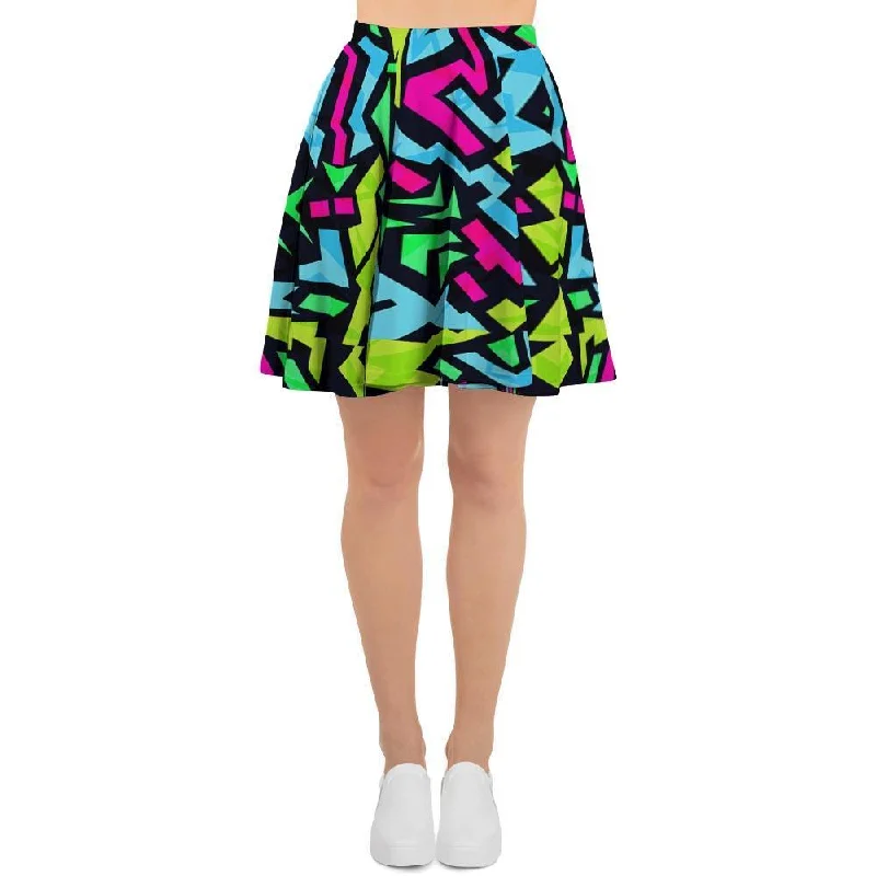 Abstract Graffiti Geometric Women's Skirt Tiered unclassified skirts