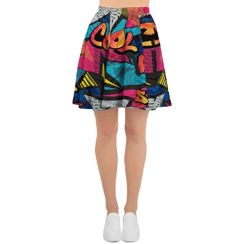 Abstract Graffiti Wow Print Women's Skirt Engagement unclassified skirts