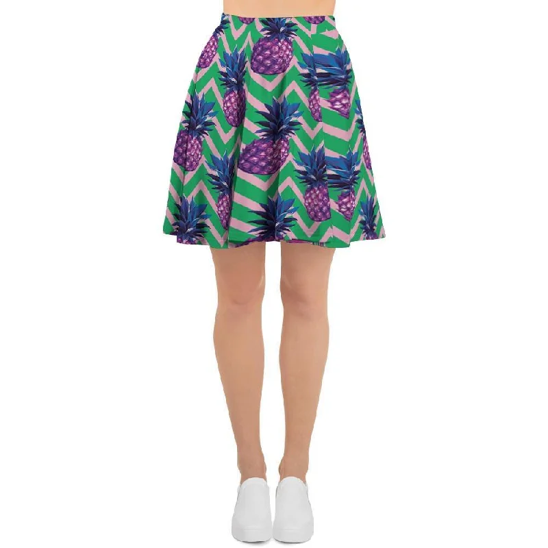 Abstract Hawaiian Pineapple Print Women's Skirt Metallic unclassified skirts