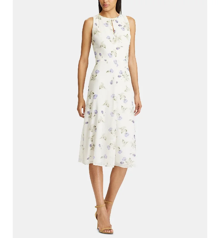 Floral-Print Sleeveless Georgette Midi Dress Wrap midi dresses