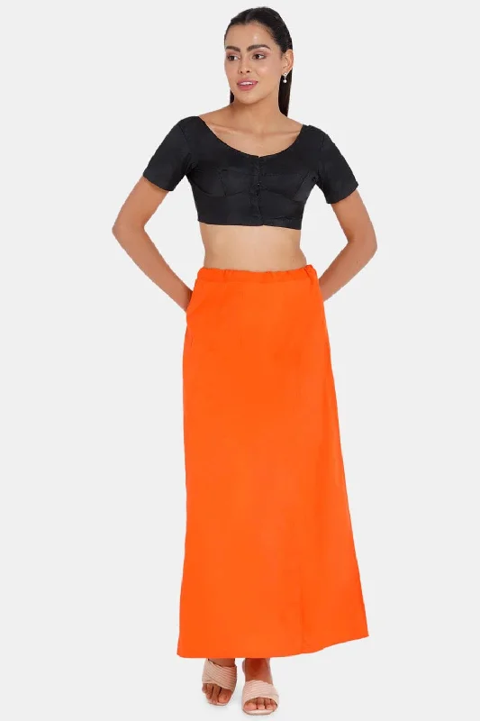 Appealing Orange Color Thread Work Cotton Petticoat For Women Bright color unclassified skirts