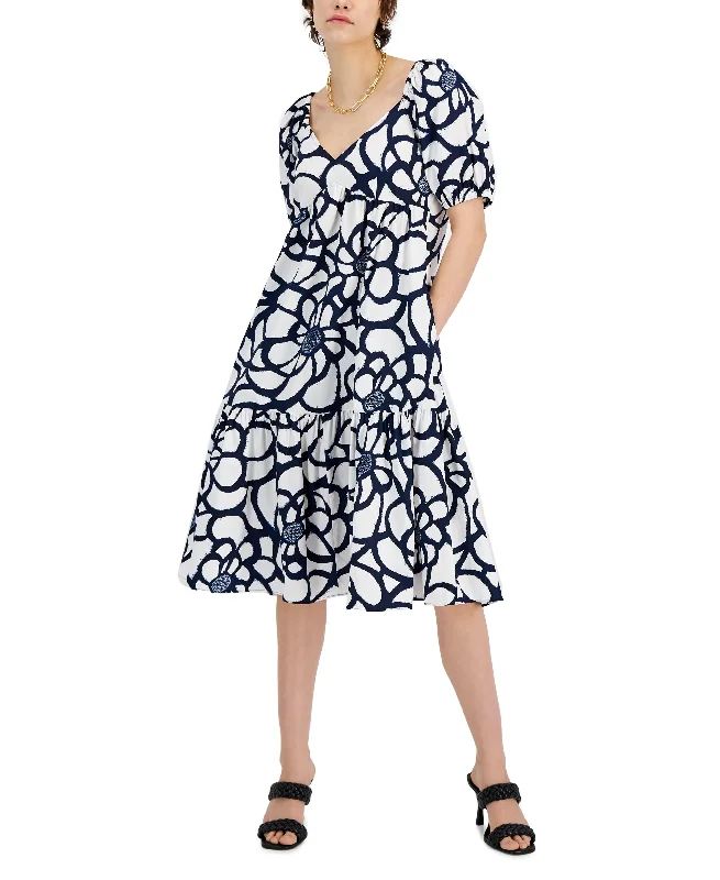 INC International Concepts Printed A Line Midi Dress High-end midi dresses