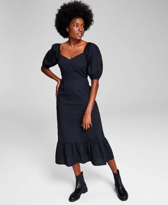 Now This Womens Puff Sleeve Midi Dress Must-have midi dresses for this season