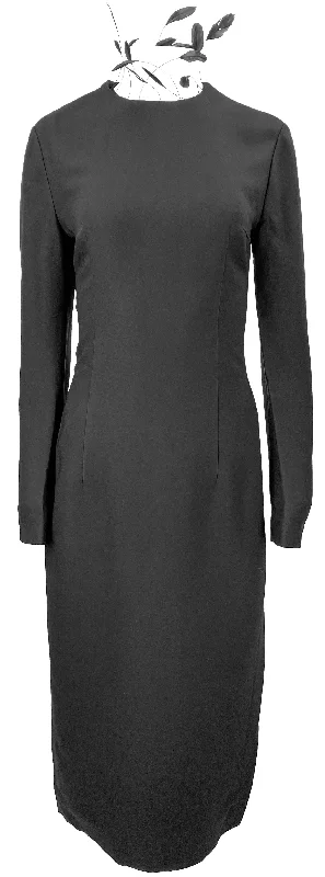 Prada Feather Embellished Sable Midi Dress in Black Office midi dresses