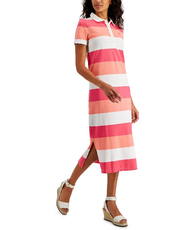 Tommy Hilfiger Womens Striped Polo Midi Dress Street style midi dresses