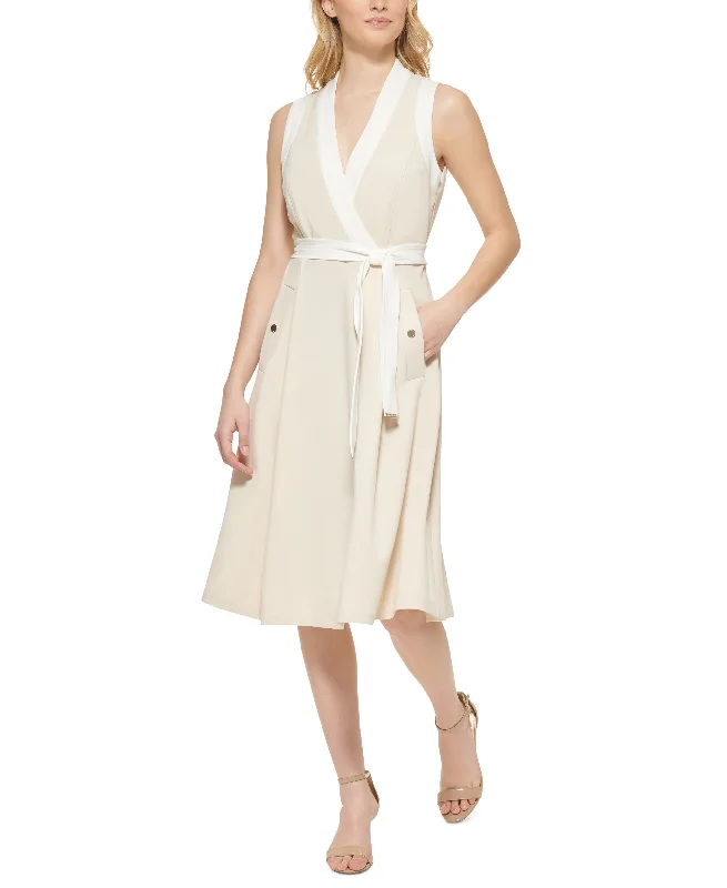 Tommy Hilfiger Womens Surplice Calf Midi Dress Halter midi dresses