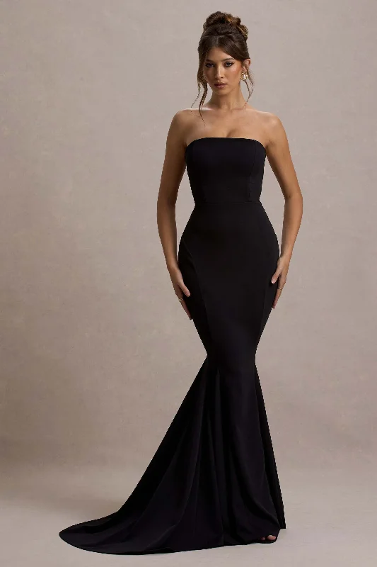 Impress Me | Black Strapless Bandeau Fishtail Maxi Dress Best maxi dresses for casual wear