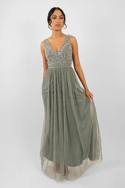 Kreshma Teal Embellished Maxi Dress Luxury maxi dresses