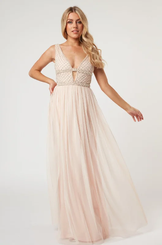 Myla Nude Embellished Maxi Dress Chiffon maxi dresses