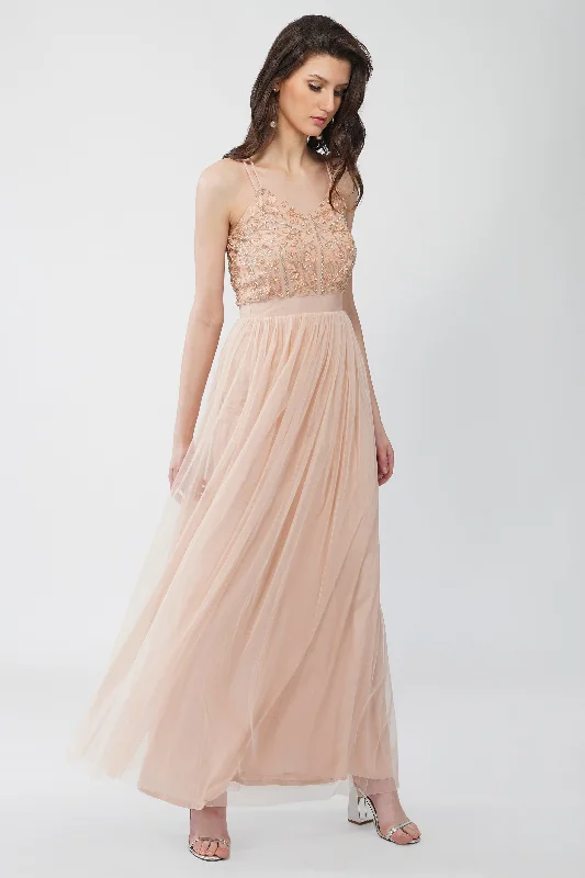 Ursa Blush Pink Embellished Maxi Dress Goth maxi dresses